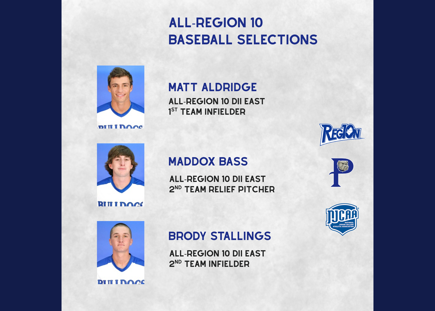 THREE BULLDOGS EARN ALL-REGION BASEBALL AWARDS